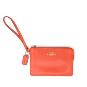 Coach Orange Red and Gold Color Wristlet